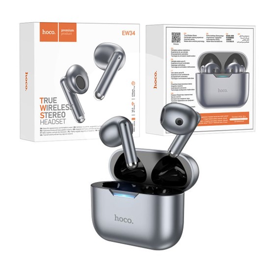 Hoco True Wireless Earbuds EW34 Full Bluetooth V5.3 Metal Gray Hoco True Wireless Earbuds EW34 Full Bluetooth V5.3 Metal Gray